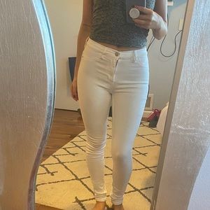 Mid rise white jeans